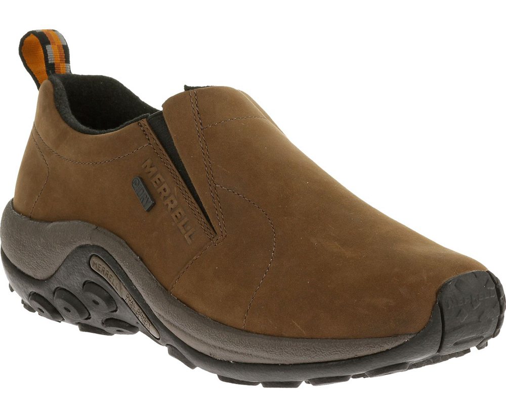 Merrell Slip Ons Brown - Jungle Moc Nubuck Waterproof - Mens 54DGHWTOS
